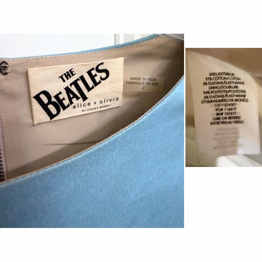Alice + Olivia x The Beatles Abbey Road Print Mini Dress Embellished Sequin 2 - Picture 3 of 16